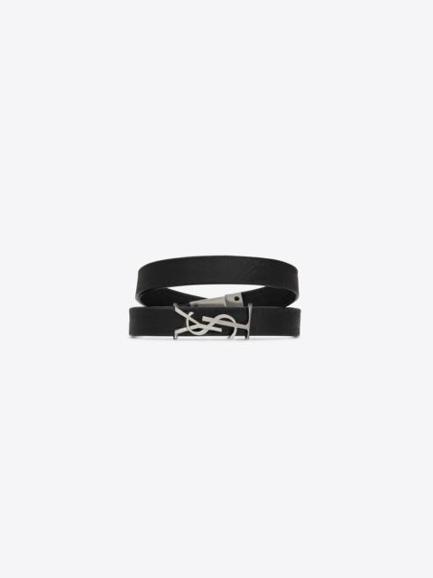 opyum double wrap bracelet in leather and metal