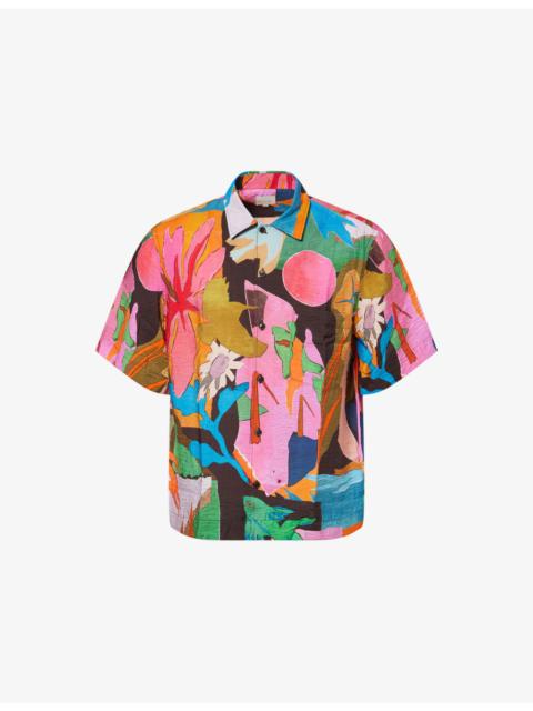 Multi-Coloured Graphic-Print Woven Shirt