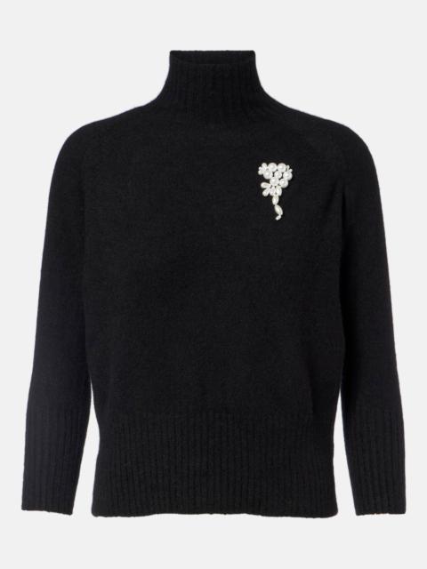 Embellished cashmere turtleneck sweater