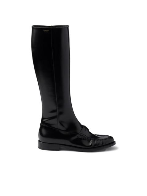 leather zip-fastening boots