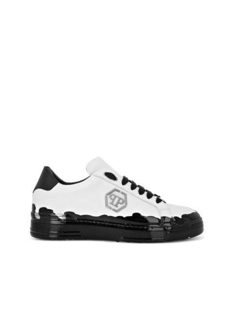 paint-splatter low-top sneakers