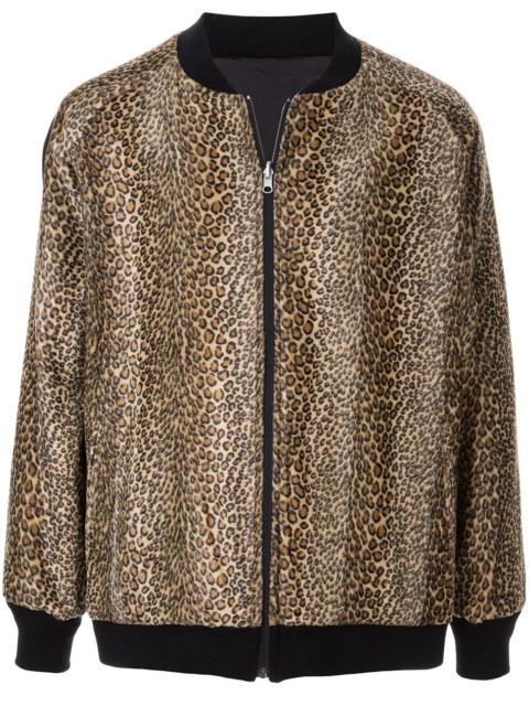 leopard-print velour bomber jacket