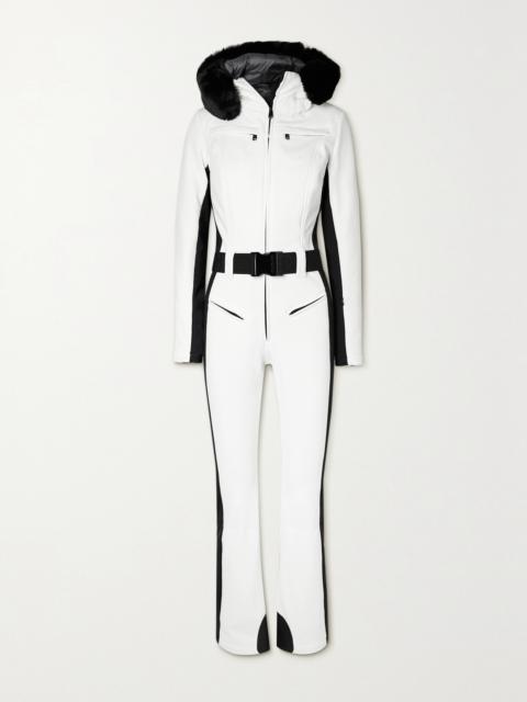 Parry Belted Hooded Faux Fur-trimmed Ski Suit