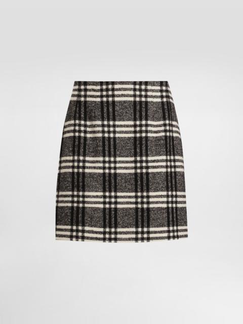 Wool blend check skirt