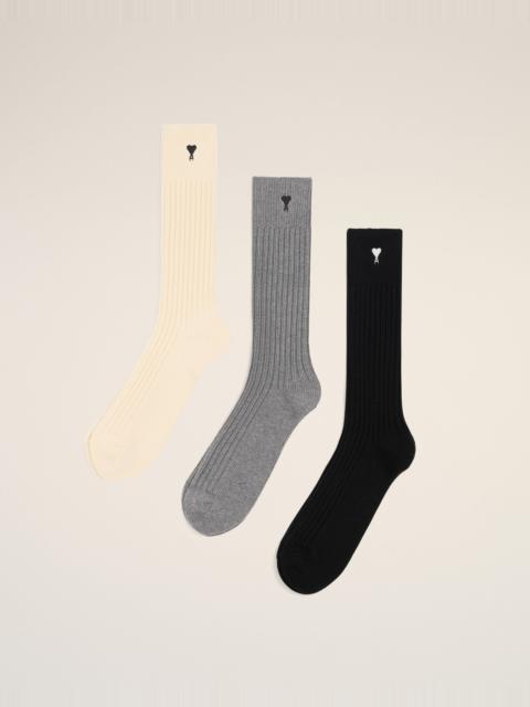 COTTON THREE PACK BLACK AMI DE COEUR SOCKS