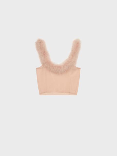 KNIT TOP WITH FEATHER-EDGED NECKLINE