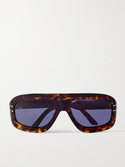 Diorsignature M1u Aviator-style Tortoiseshell Acetate Sunglasses