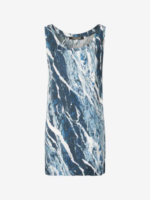 Silk Mini Dress With Marble Print