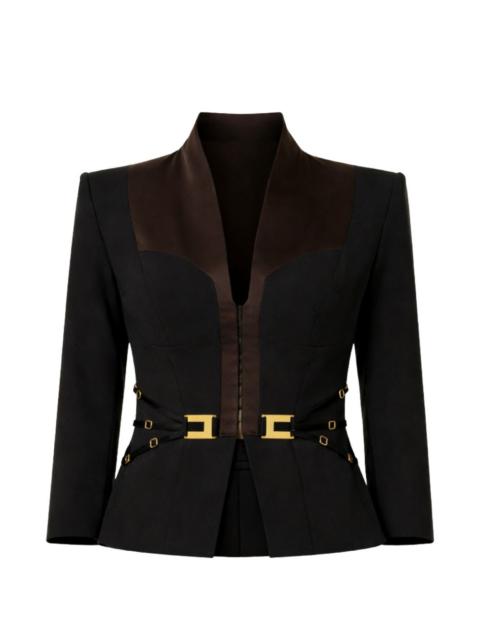 V-neck buckle blazer
