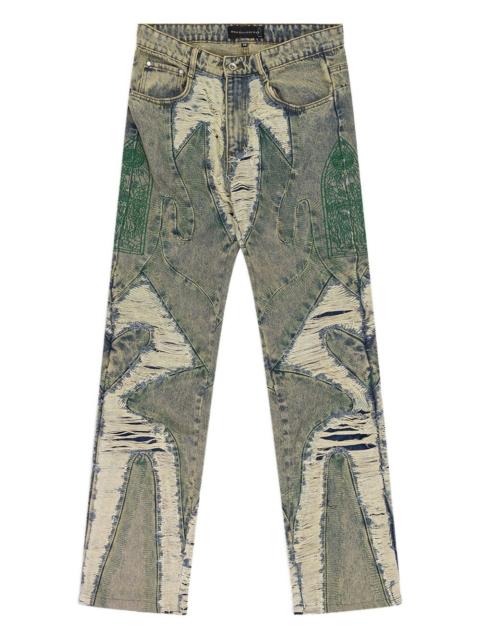 Wave distressed jeans