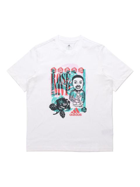 adidas Rose Avatar Mvp Casual Sports Cartoon Printing Short Sleeve White GP3442