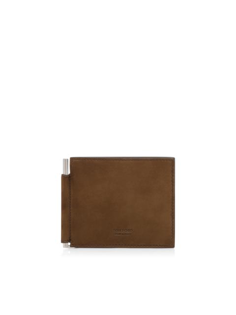 NUBUCK T LINE MONEY CLIP WALLET