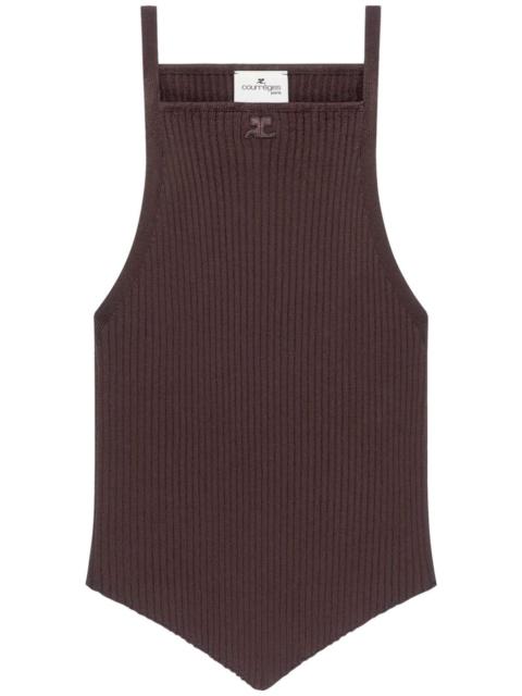 Pointy rib-knit tank top