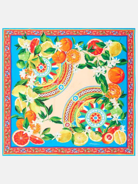 Printed silk twill scarf