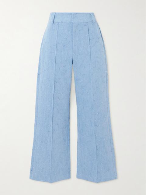 Yoshimoto Frayed High-rise Wide-leg Jeans