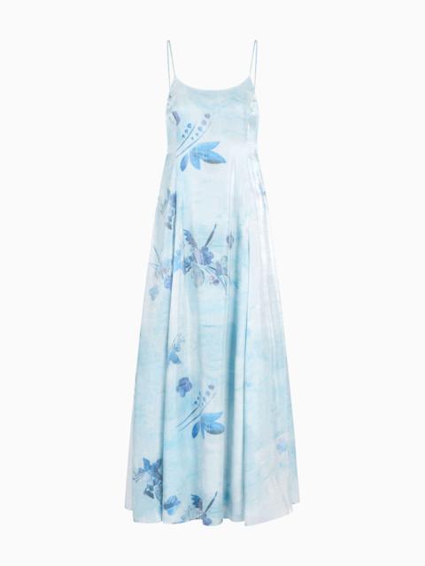 LONG DRESS IN TRILOBAL FABRIC WITH BATIK FLOWER PRINT