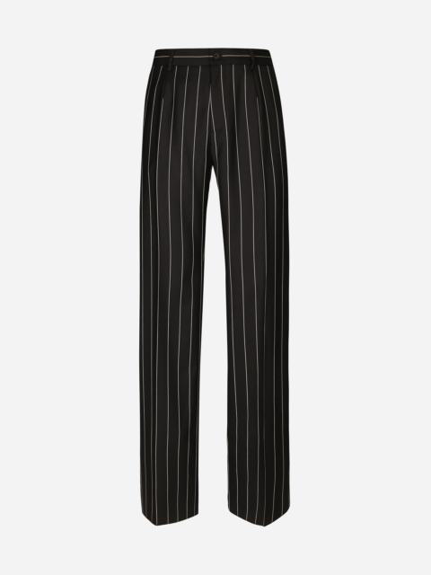 Straight-leg pinstripe pants
