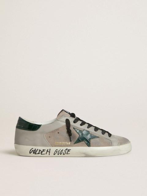 Men's Super-Star in nappa and suede with green croc-print leather star
