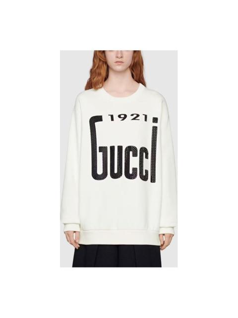 (WMNS) Gucci Crystal '1921 Gucci' Sweatshirt 'White' 617964-XJDZE-9088