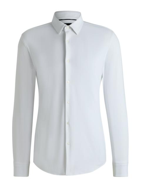 SLIM-FIT SHIRT IN STRUCTURED PERFORMANCE-STRETCH JERSEY
