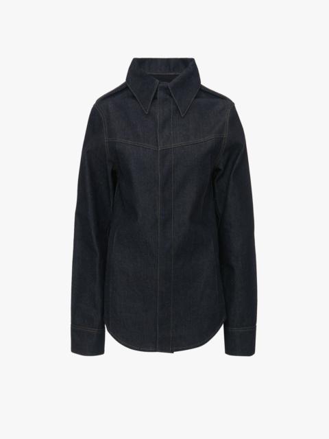 Denim Front Yoke Detail Shirt In Dark Indigo Rinse