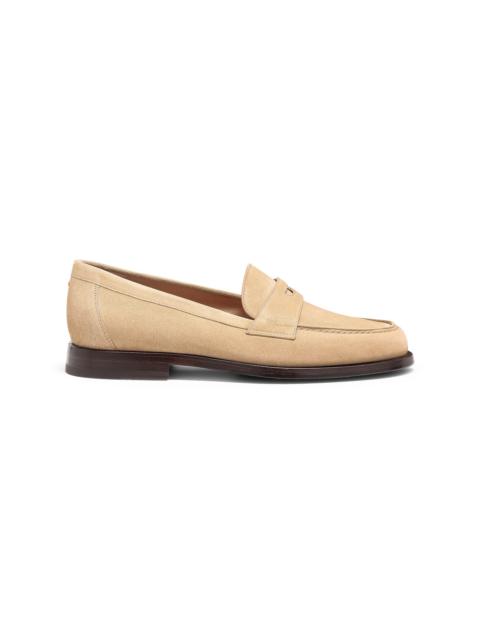 Women's beige suede penny loafer