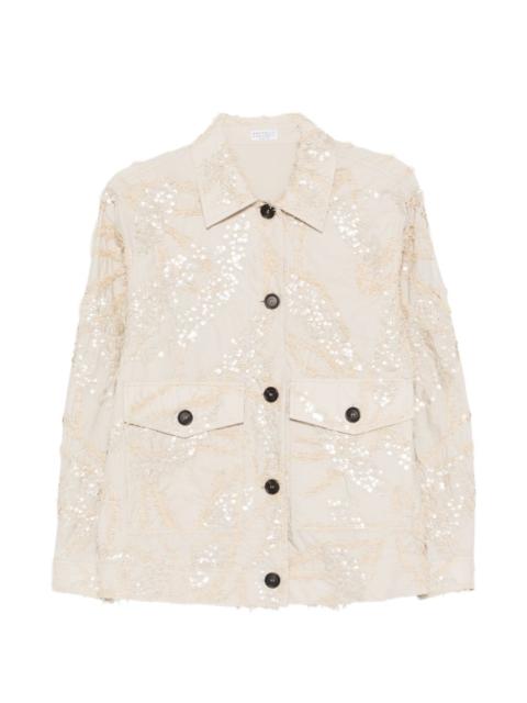 sequin-embellished front-pocket jacket