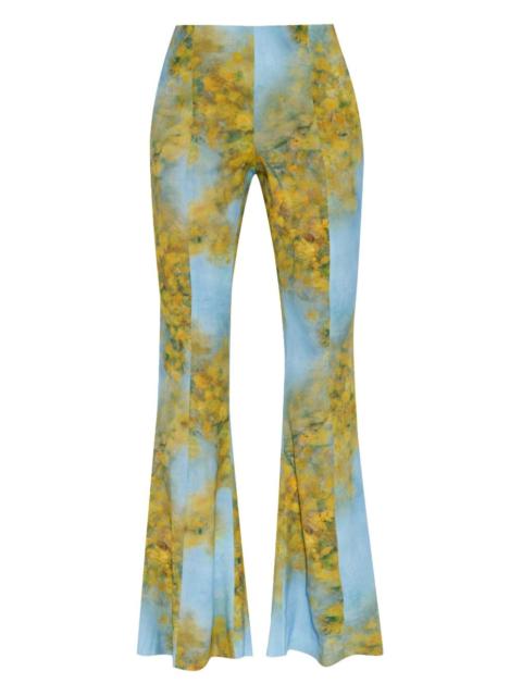 printed flared trousers