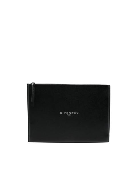 large Antigona Stamped logo leather clutch bag