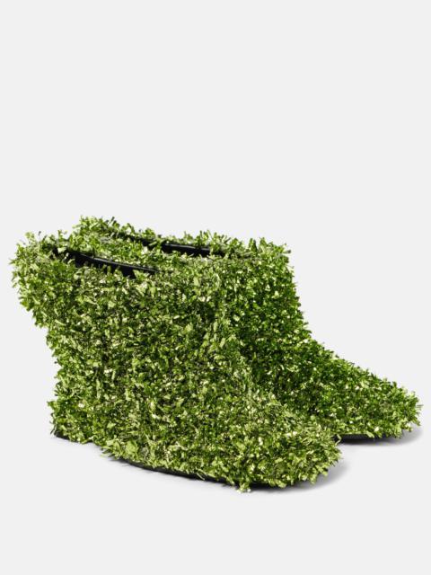 105 glitter metallic wedge mules