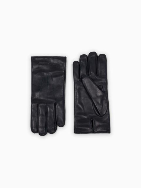 Lambskin nappa leather gloves with baguette detail