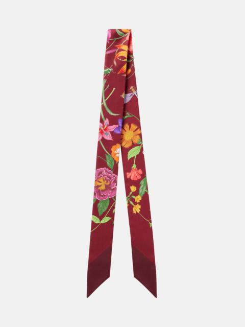 Floral silk twill scarf