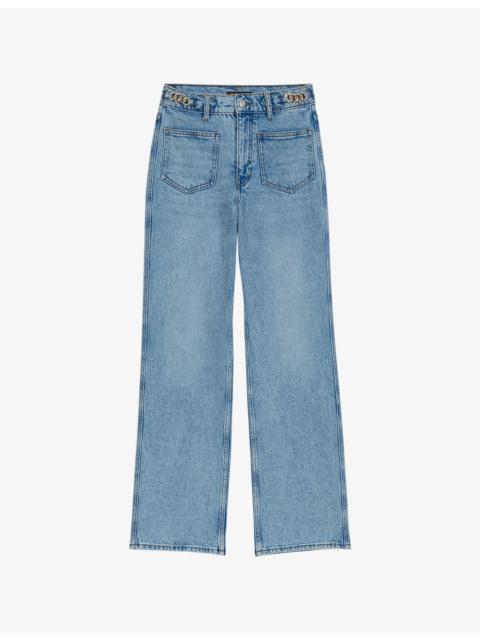Straight-Leg Faded-Wash Denim Jeans