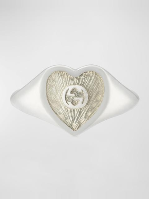 Sterling Silver Interlocking G Heart Enamel Ring
