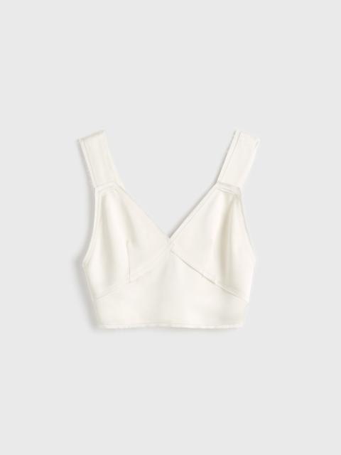 Cropped satin camisole off-white