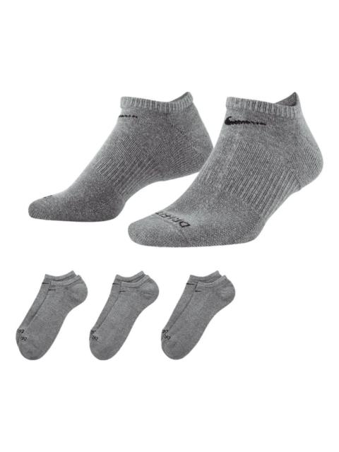 Nike 3 PK Everyday No Show Cushion Socks 'Grey' SX7673-064