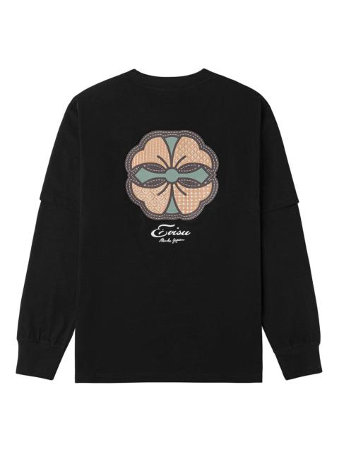 Sashiko-style Kamon Print Fashion Fit 2-in-1 Design Long-sleeve T-shirt