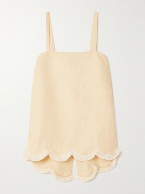 Essie fringed linen tank Pastel yellow