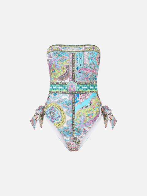 BANDEAU ONE PIECE WITH EYELET TIE SIDES