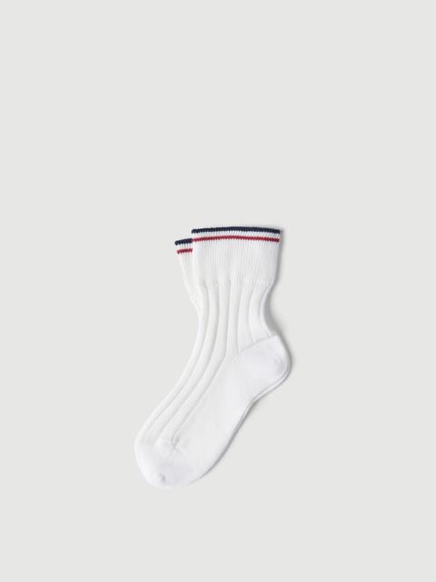 Cotton rib knit socks with stripes