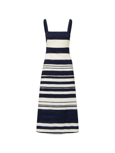 ELLA STRIPED LINEN MIDI DRESS