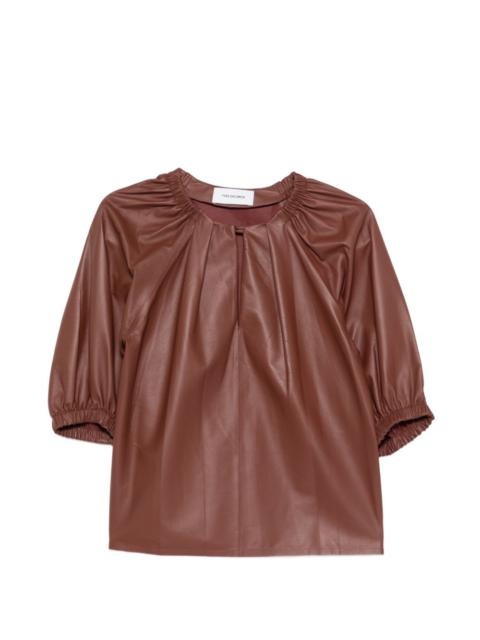 gathered leather top