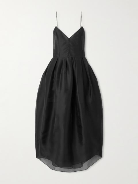 Colette Asymmetric Pleated Silk-organza Gown