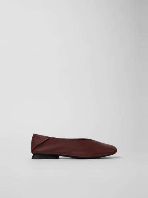 Burgundy Leather Ballerinas for Women.