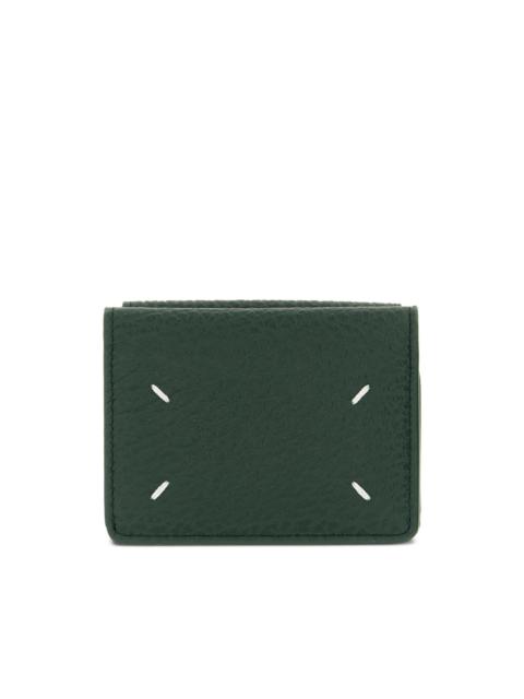 four-stitches embossed-grain wallet