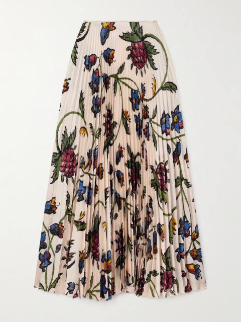 Kate Pleated Floral-print Satin-twill Maxi Skirt