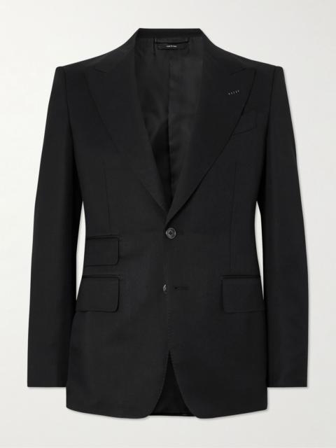 Shelton Grain de Poudre Wool and Mohair-Blend Suit Jacket Black