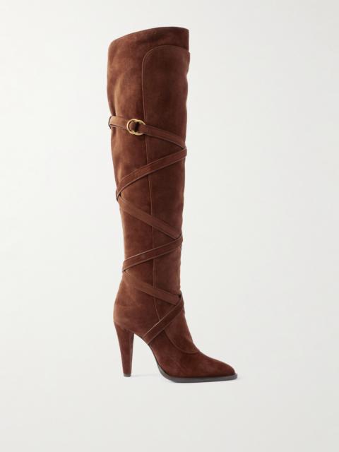 Janis Embellished Over-the-knee Suede Boots