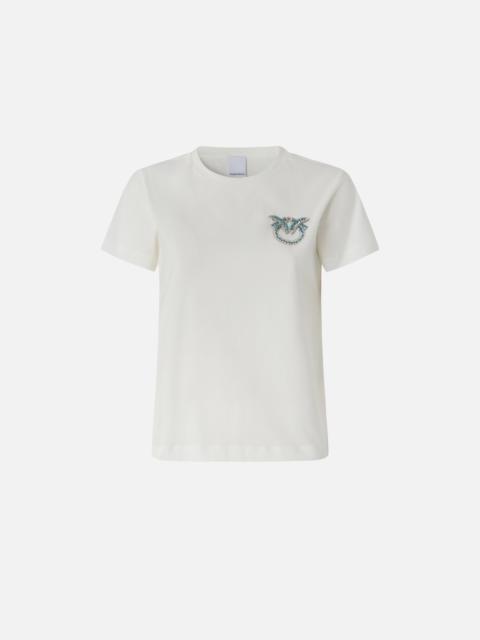 SHORT-SLEEVED T-SHIRT WITH BEJEWELLED LOVE BIRDS EMBROIDERY
