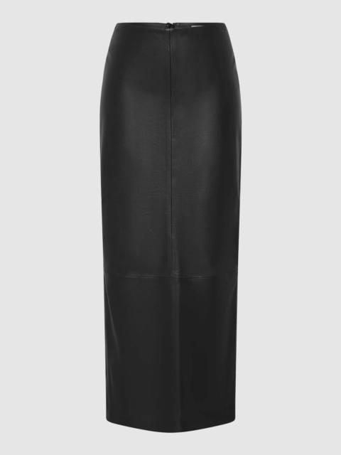 Leather Column Skirt - Black